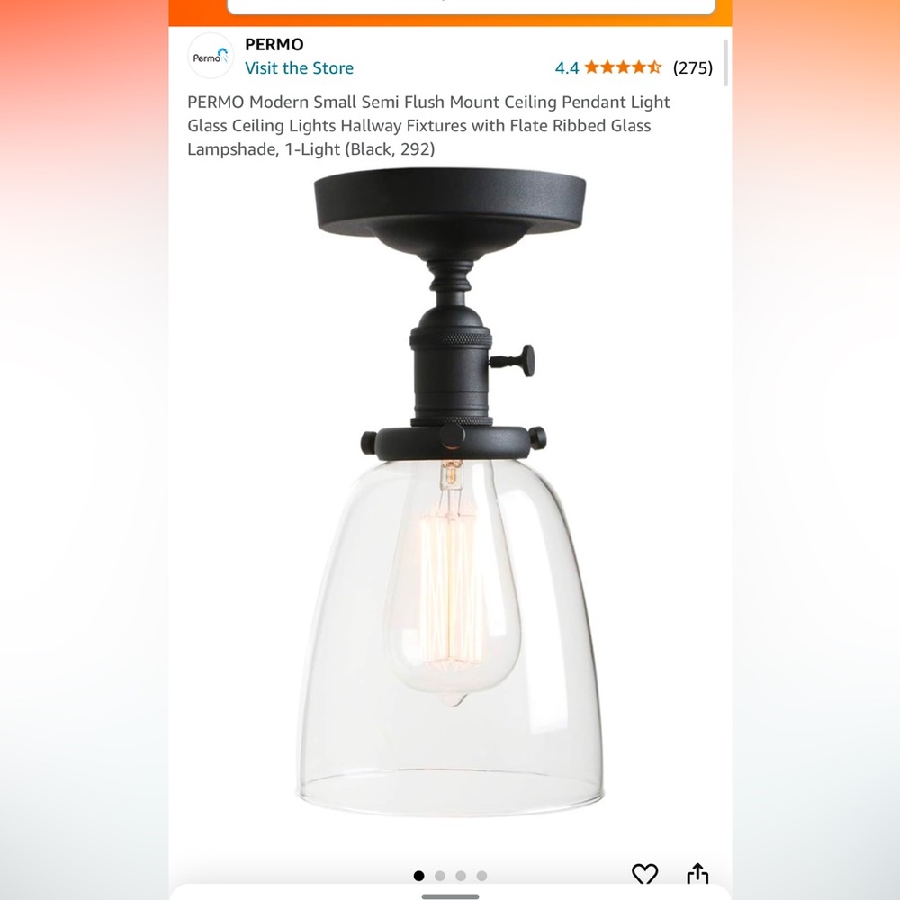 PERMO Modern Small Semi Flush Mount Pendant Light